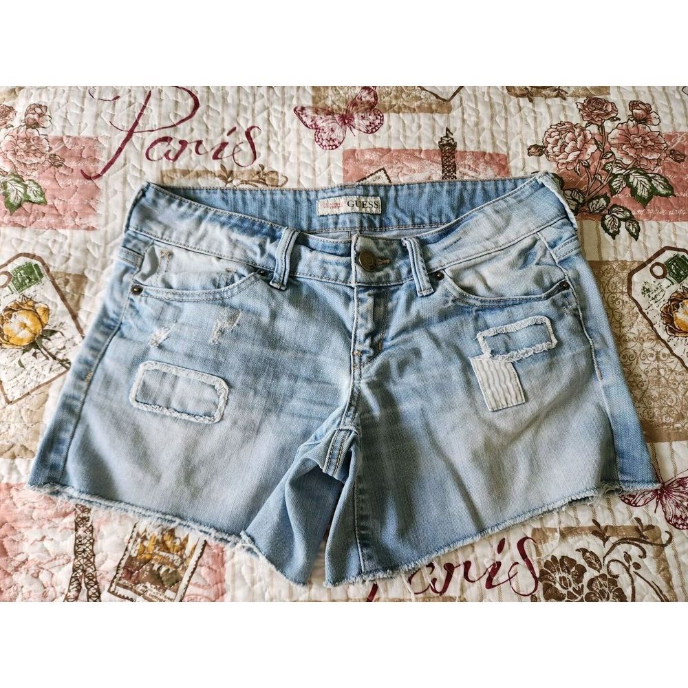 Guess Women's Shorts Light Blue Mid-rise Pockets Size 26